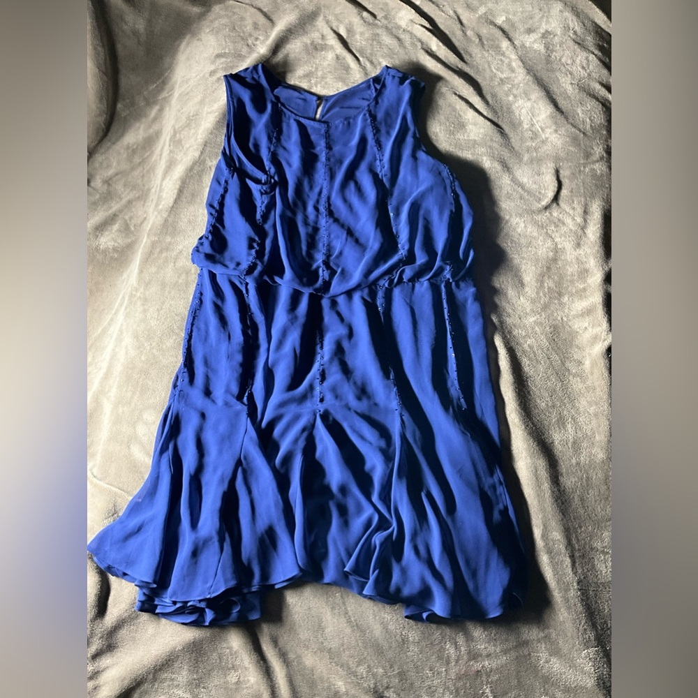 NWT Jessica London Blue Scoop Neck Sequin Cocktail Dress  Lined SZ 26